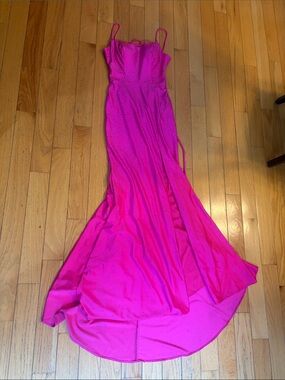 Magenta Spaghetti-Strap Maxi Dress with Subtle Sparkle